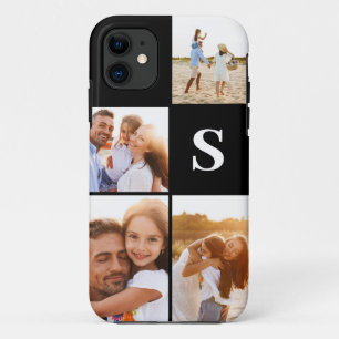 Modern photo collage black initial monogram Case-Mate iPhone case