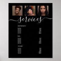 Modern Photo Collage Black Spa Salon Service Menu