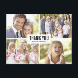 Modern Photo Collage Black Wedding Thank You Postcard<br><div class="desc">Send thanks to family and friends for being part of your special day with this customisable thank you postcard. It features simple typography and four-photo collage. Personalise by adding your details. This photo collage thank you postcard is perfect for weddings,  graduations and other events.</div>