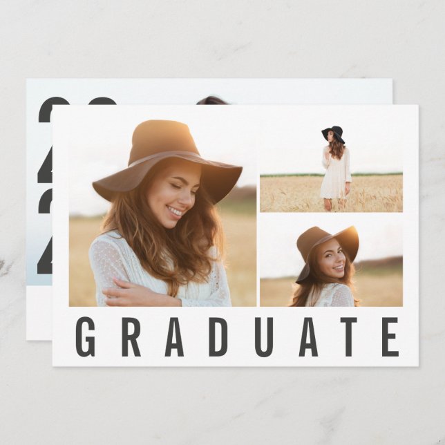 modern photo collage bold graphic graduate announcement (Front/Back)