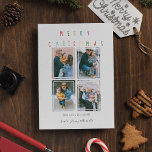 Modern | Photo Collage Christmas Holiday Card<br><div class="desc">Spread the joy of the Christmas season with these colorful and fun photo cards! With a bright 'MERRY CHRISTMAS' in a playful font, adorn the cards with four of your favorite photos and a personalized message from you and your family. Surprise your friends and family with a unique and memorable...</div>
