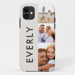 Modern photo collage cream initial monogram Case-Mate iPhone case