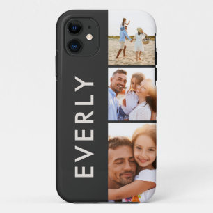 Modern photo collage cream initial monogram Case-Mate iPhone case