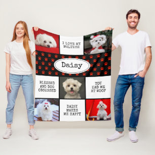 Modern Photo Collage Dog Fleece Blanket