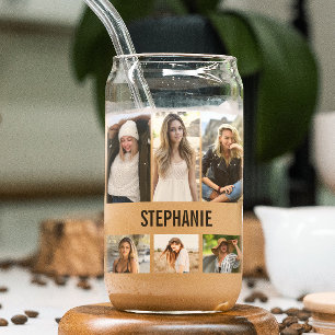 Modern Photo Collage Drinking Can Glass