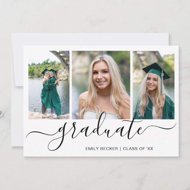 Modern Photo Collage Elegant Graduation Invitation (Front)