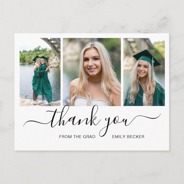 Modern Photo Collage Elegant Graduation Postcard (Front)