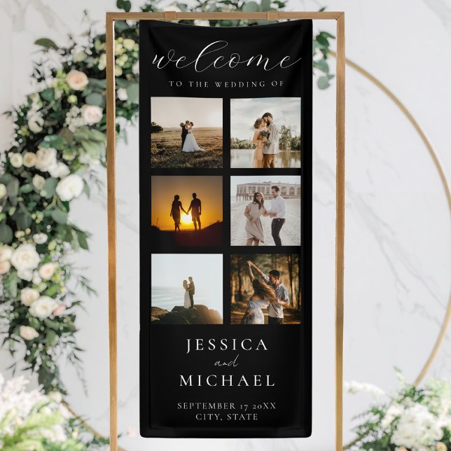 Modern Photo Collage Elegant Wedding Welcome Banner (Creator Uploaded)
