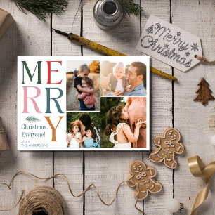 Modern Photo Collage Family Christmas Holiday Card