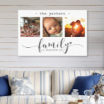 Modern Photo Collage Family Is Everything Canvas Print<br><div class="desc">This stunning canvas wall art features a beautiful three-frame photo collage showcasing cherished memories, adorned with the heartfelt message, "Family is Everything." The elegant black and white design, combined with exquisite script and print typography, creates a sophisticated and enduring piece that will complement any interior style. Personalise it with your...</div>