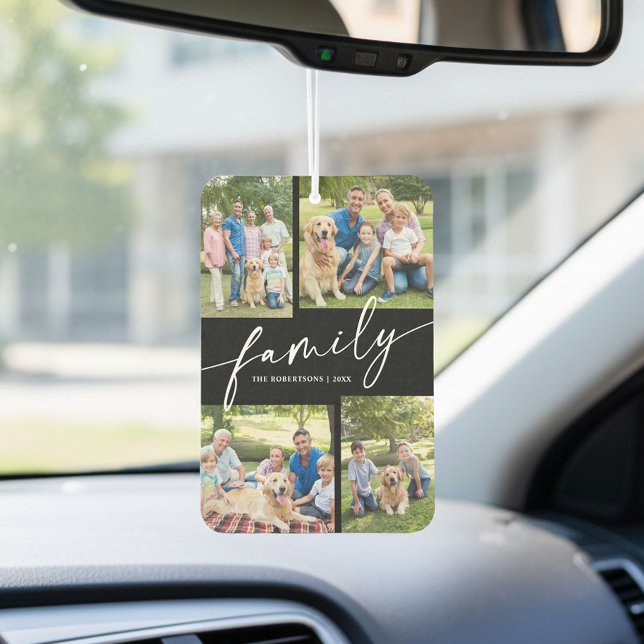 Modern Photo Collage Family Script Custom Car Air Freshener (Creator Uploaded)