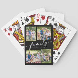 Modern Photo Collage Family Script Keepsake Playing Cards