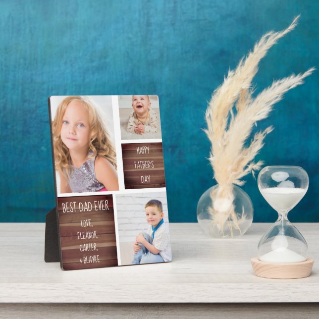 Modern Photo Collage Father's Day Plaque (Side)