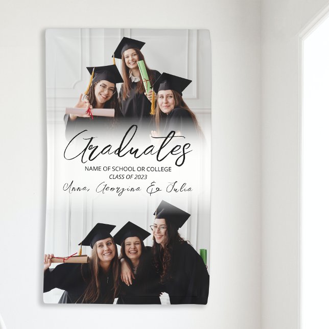 Modern Photo Collage Friends Graduation Party Banner (Creator Uploaded)