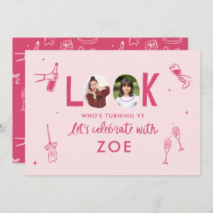 Modern Photo Collage Fun Hand-Drawn Birthday Invitation