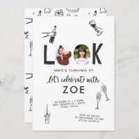 Modern Photo Collage Fun Hand-Drawn Birthday