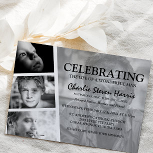 Modern Photo Collage Funeral Invitation