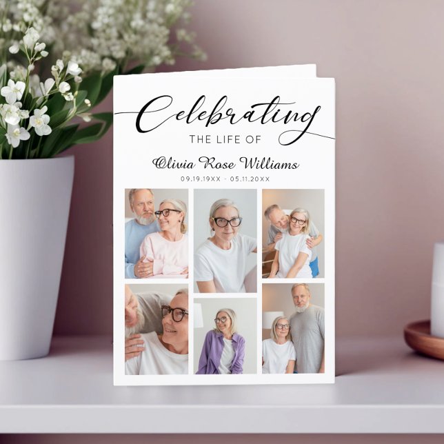 Modern Photo Collage Funeral Memorial Programme (Creator Uploaded)