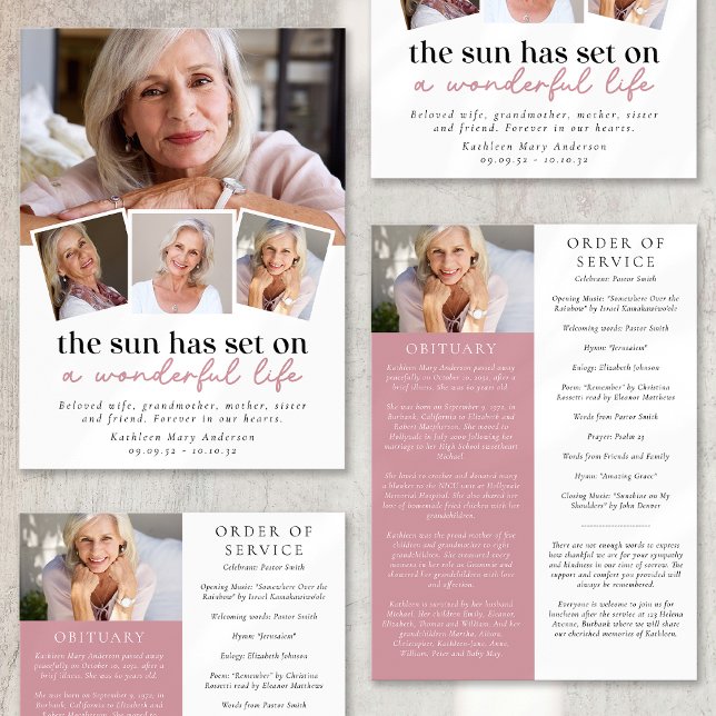 Modern Photo Collage Funeral Order of Service Announcement (Creator Uploaded)