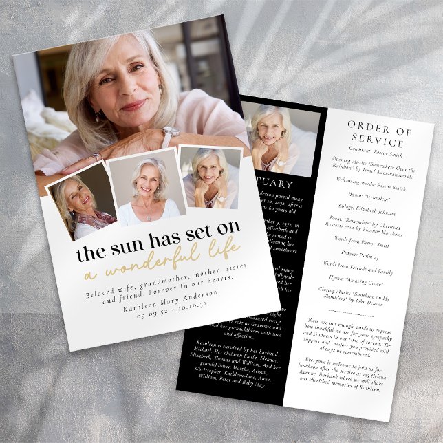 Modern Photo Collage Funeral Order of Service Card (Creator Uploaded)