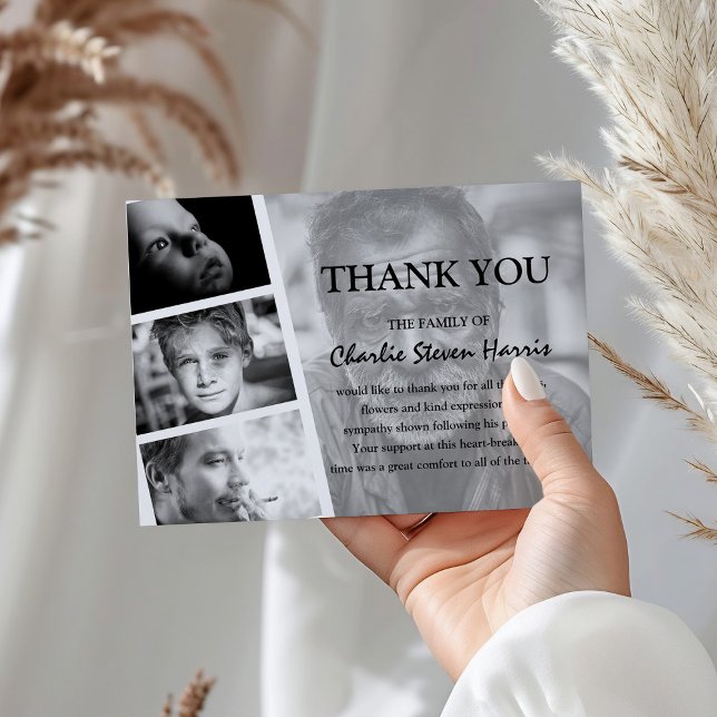 Modern Photo Collage Funeral Thank You Card (Creator Uploaded)