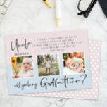 Modern Photo Collage Godfather Proposal<br><div class="desc">Modern photo collage Godfather proposal card. Design features 3 photos of the baby,  typography script,  will you be my Godfather on a grey and pastel purple background.</div>
