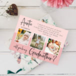 Modern Photo Collage Godmother Proposal<br><div class="desc">Modern photo collage Godmother proposal card. Design features 3 photos of the baby,  typography script,  will you be my Godmother on a pink and pastel blush pink background.</div>