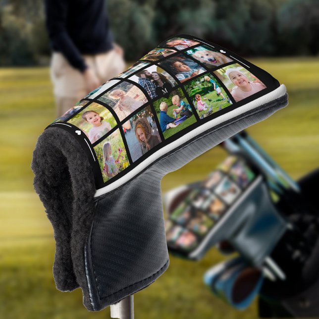 Modern photo collage golfer monogram personalised golf head cover (Creator Uploaded)