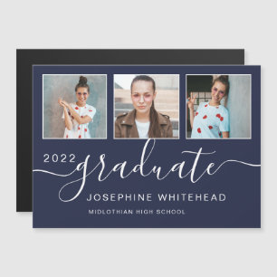 Modern Photo Collage Graduation 2022 Navy Blue