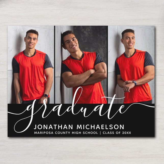 Modern Photo Collage Graduation Announcement Postcard (Modern Photo Collage Graduation Announcement Postcard)