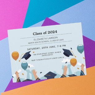 Modern Photo Collage Graduation Celebration Party Invitation
