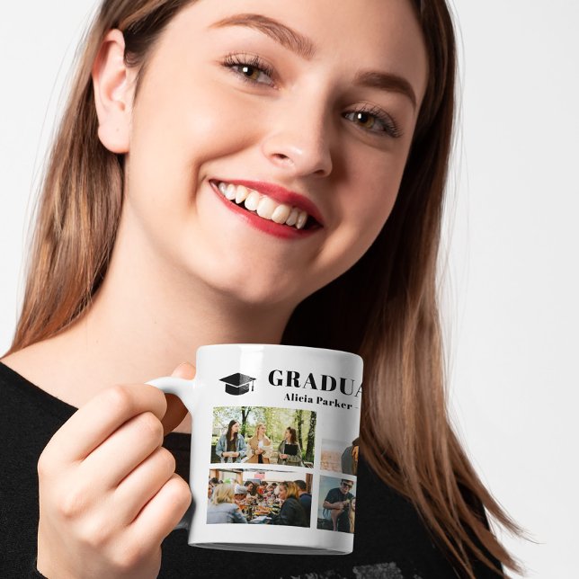Modern photo collage graduation class of 2025 coffee mug (Creator Uploaded)