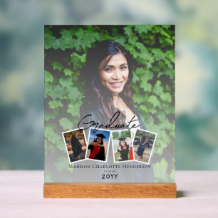 Modern Photo Collage Graduation Keepsake White Acrylic Sign
