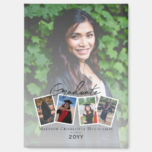 Modern Photo Collage Graduation Keepsake   White Magnet