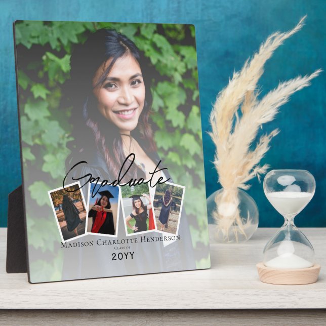 Modern Photo Collage Graduation Keepsake | White Plaque (Side)