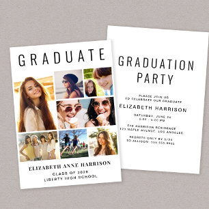 Modern Photo Collage Graduation Party Invitation