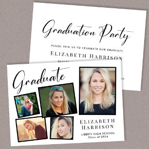 Modern Photo Collage Graduation Party Invitation