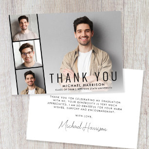 Modern Photo Collage Graduation Thank You Card