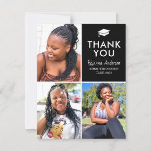 Modern Photo Collage Grid Graduation Thank You Card