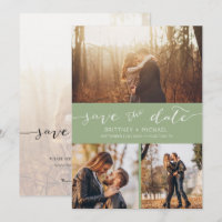 Modern Photo Collage Handwritten Sage Green