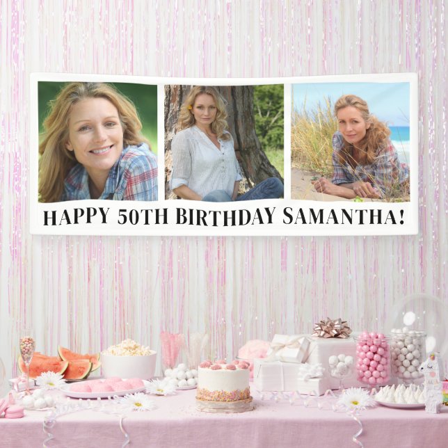 Modern Photo Collage Happy Birthday Banner (Party)