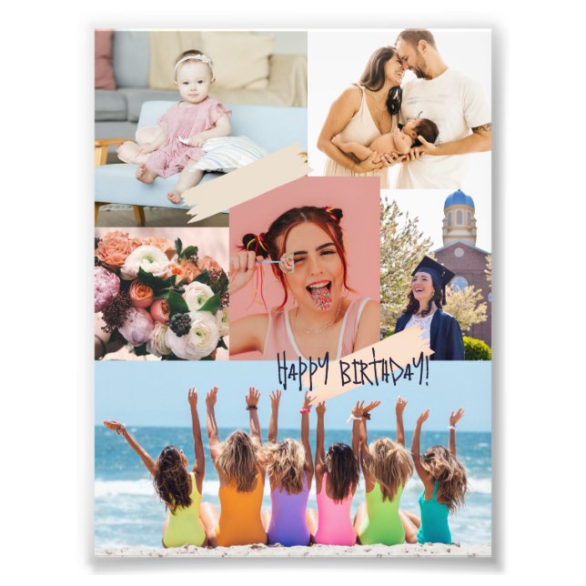 Modern photo collage Happy birthday Cute (Front)