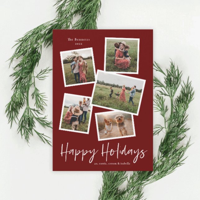 Modern Photo Collage Happy Holidays Holiday Card (Creator Uploaded)