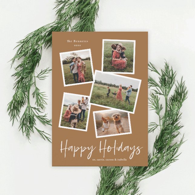 Modern Photo Collage Happy Holidays Holiday Card (Creator Uploaded)