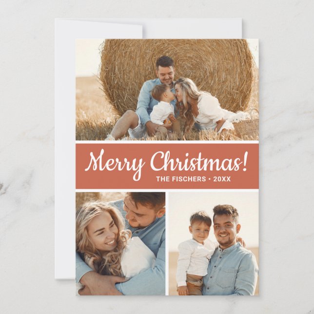 Modern Photo Collage Holiday Card (Front)
