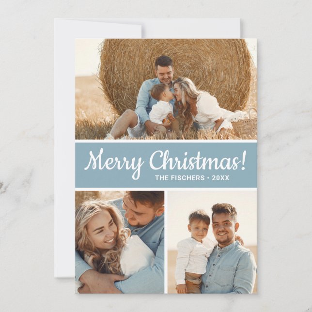 Modern Photo Collage Holiday Card (Front)