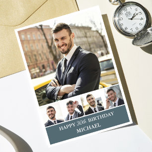 Modern Photo Collage Husband   Boyfriend Birthday Card