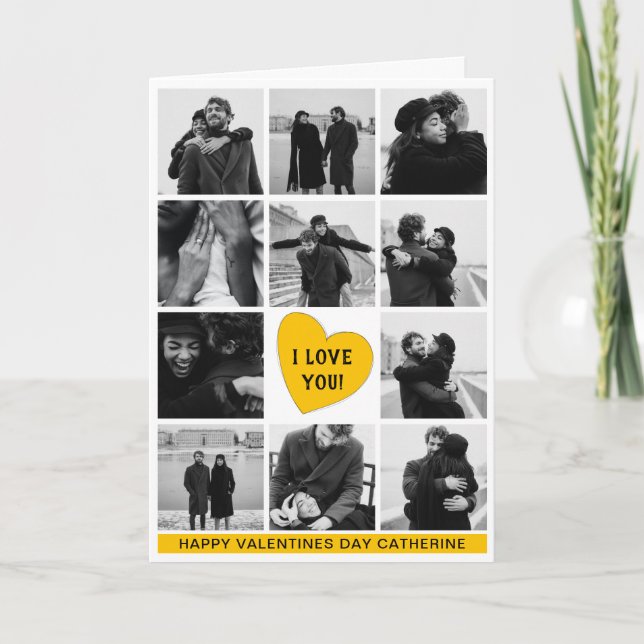 Modern Photo Collage 'I LOVE YOU' | Valentines Day Holiday Card (Front)