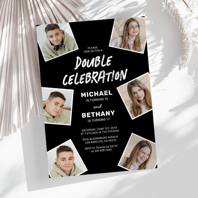 Modern Photo Collage Joint Birthday Invitation (Creator Uploaded)