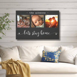 Modern Photo Collage Let's Stay Home Canvas Print
